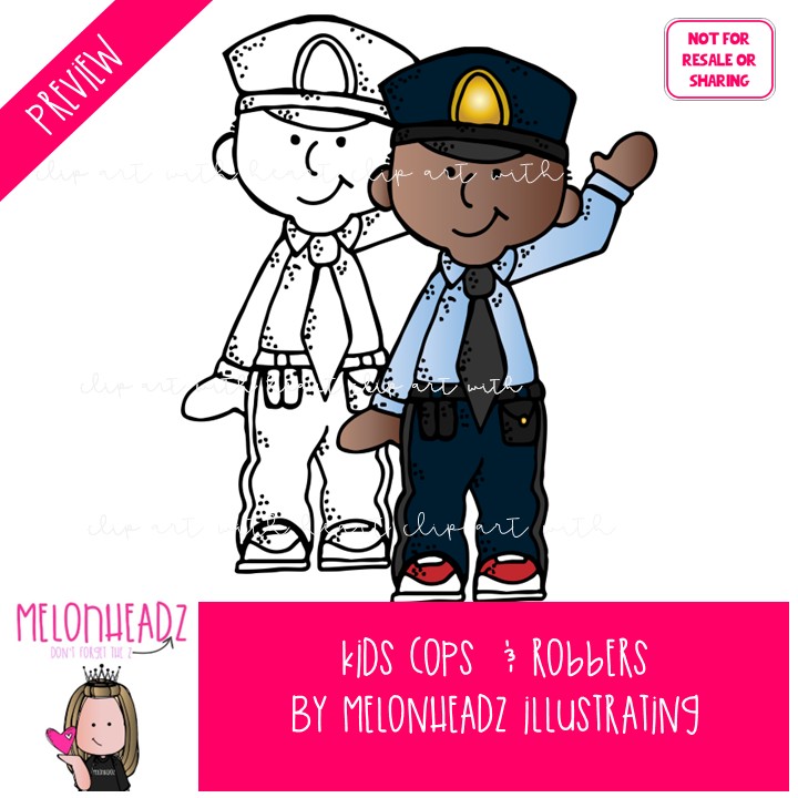 Cops and Robbers clip art, Kids, police Combo Pack - Image 2