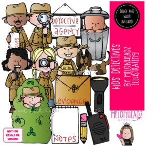 Detectives clip art, Kids COMBO PACK