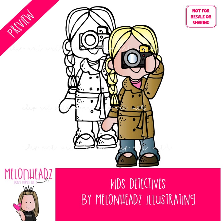 Detectives clip art, Kids COMBO PACK - Image 2