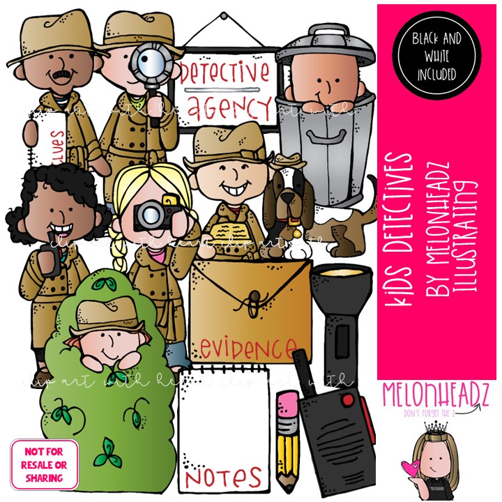 Detectives clip art, Kids COMBO PACK