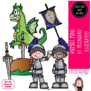 Knight clip art, dragon, medieval Mini