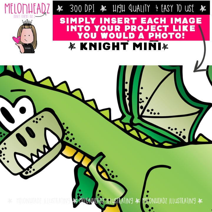 Knight clip art, dragon, medieval Mini - Image 3