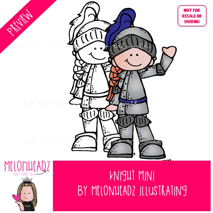 Knight clip art, dragon, medieval Mini - Image 2