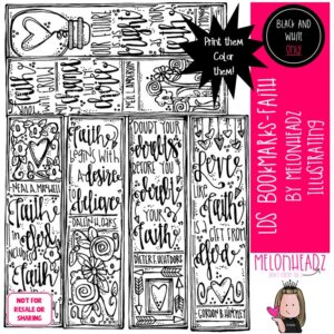 LDS Bookmarks clip art, Printable, Faith Mini