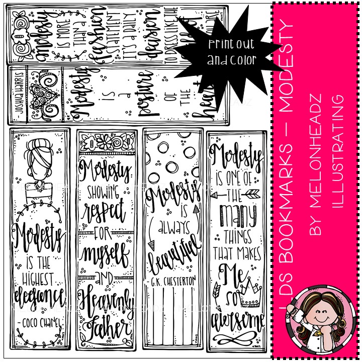 LDS Bookmarks, Printable, Modesty Mini