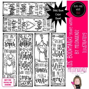 LDS Bookmarks clip art, Printable, Young Women Mini