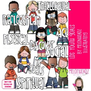 LDS Youth Goals clip art, young men, young women COLORED Version