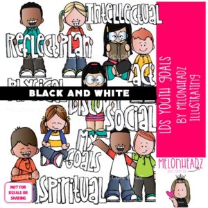 LDS Youth Goals clip art, young men, young women BLACK AND WHITE