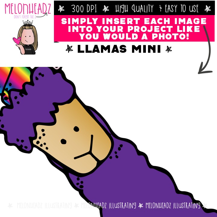 Llama clip art, bright, alpaca Mini - Image 3