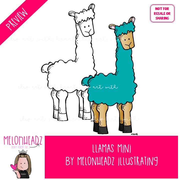 Llama clip art, bright, alpaca Mini - Image 2