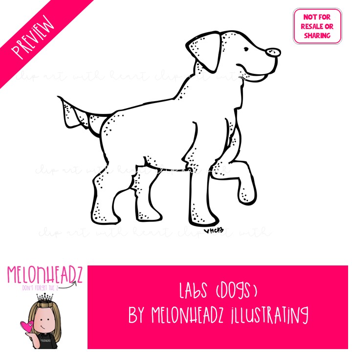 Dog clip art, Labs, Labrador, pet LINE ART and BLACK AND WHITE - Image 2