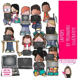 Laptop clip art, technology, computer COLORED Version