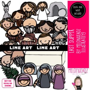 Last Supper clip art, Bible, Jesus LINE ART and BLACK AND WHITE
