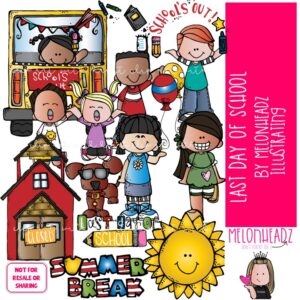 Last Day of School clip art End of Year clip art COLORED Version