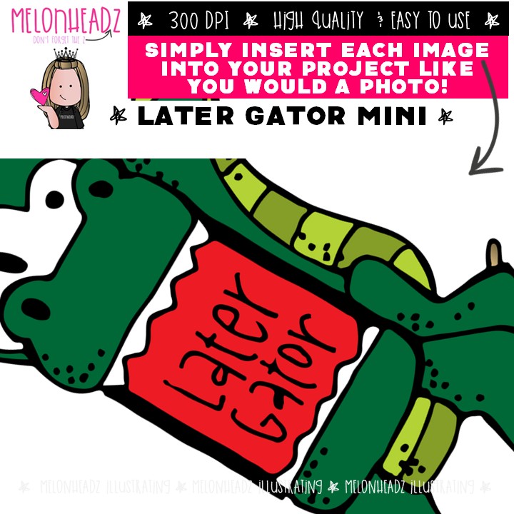 Later Gators clip art, Late arrival, School Mini - Image 3