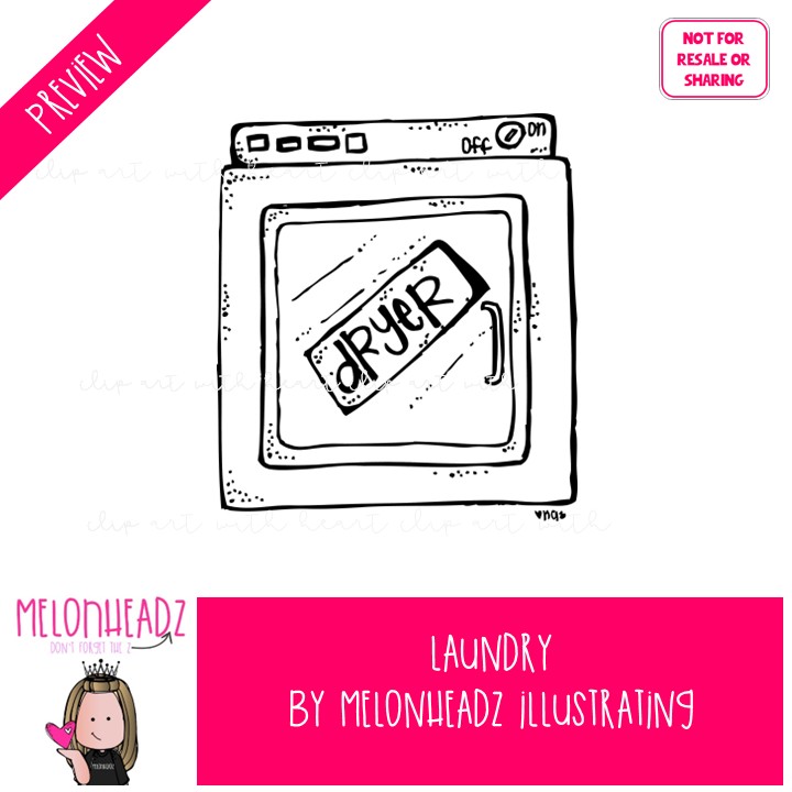 Laundry clip art, chore, clothing LINE ART and BLACK AND WHITE - Image 2