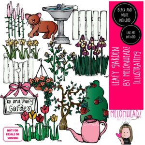 Leafy Garden clip art, background piece, flower COMBO PACK