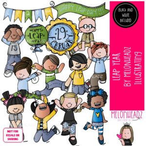 Leap Year clip art, jumping, holiday COMBO PACK