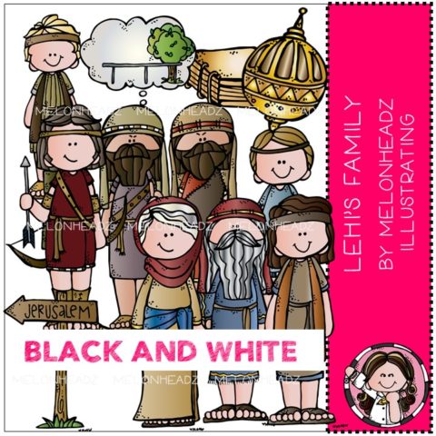 Lehi’s Family clip art – BLACK AND WHITE - Melonheadz