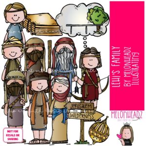 Lehi's Family clip art, LDS, Book of Mormon COLORED Version