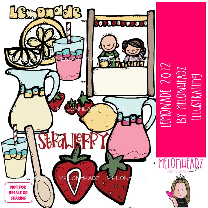 Lemonade clip art 2012, stand, strawberry COLORED Version