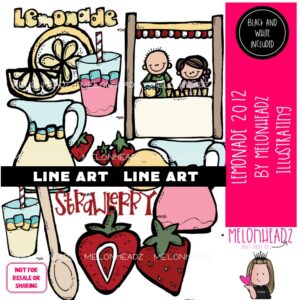 Lemonade clip art 2012, stand, strawberry LINE ART and BLACK AND WHITE
