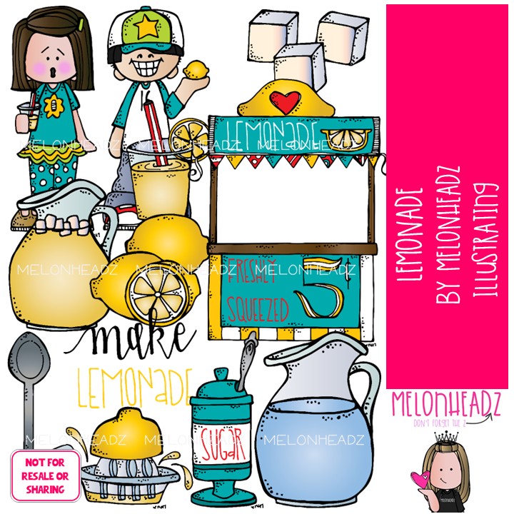 Lemonade Stand clip art 2017, fund raiser COLORED Version