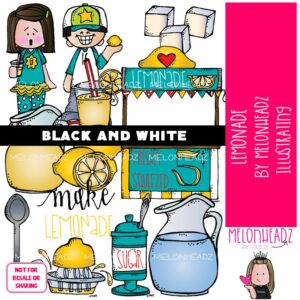 Lemonade Stand clip art 2017, fund raiser BLACK AND WHITE