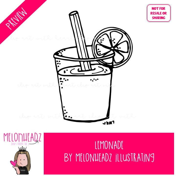 Lemonade Stand clip art 2017, fund raiser BLACK AND WHITE - Image 2