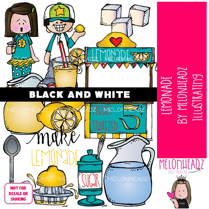 Lemonade Stand clip art 2017, fund raiser BLACK AND WHITE