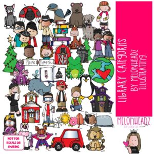 Library Categories clip art, genre, reading COLORED Version