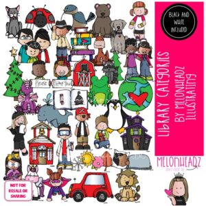 Library Categories clip art, genre, reading COMBO PACK