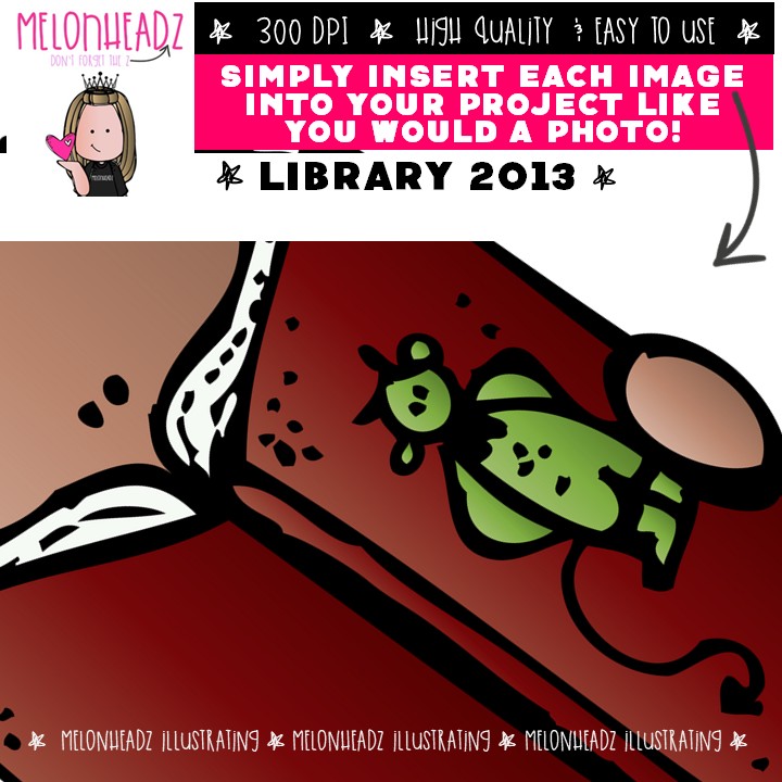 Library 1 clip art, books, reading COMBO PACK - Image 3