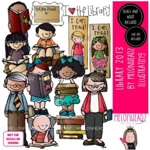 Library 1 clip art, books, reading COMBO PACK