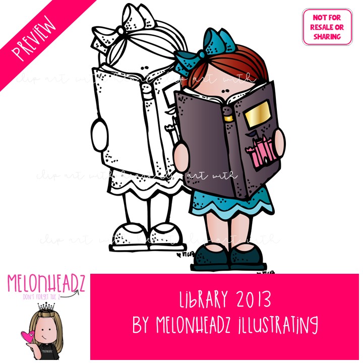 Library 1 clip art, books, reading COMBO PACK - Image 2