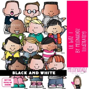 Lil Bitz 1 clip art, kid BLACK AND WHITE