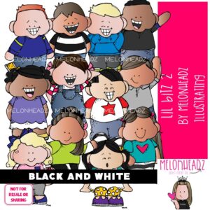 Lil Bitz 2 clip art, kid BLACK AND WHITE