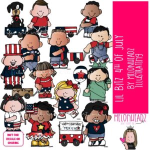 4th of July clip art Independence Day clip art Lil Bitz clip art COLORED Version