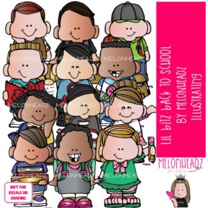 Lil Bitz Back To School clip art, kid COLORED Version
