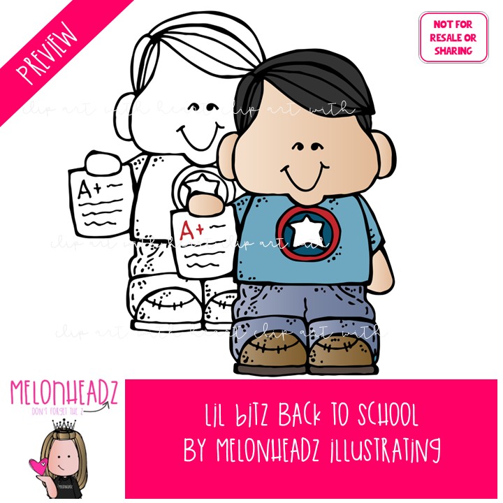 Lil Bitz Back to School clip art, kid COMBO PACK - Image 2
