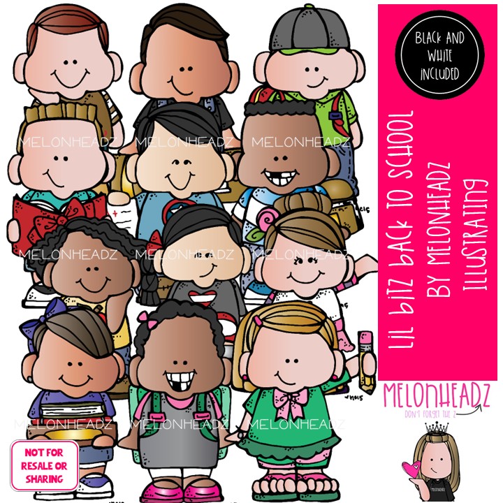 Lil Bitz Back to School clip art, kid COMBO PACK