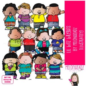Lil Bitz clip art, Brights, kids COLORED Version