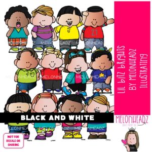Lil Bitz clip art, Brights, kids BLACK AND WHITE