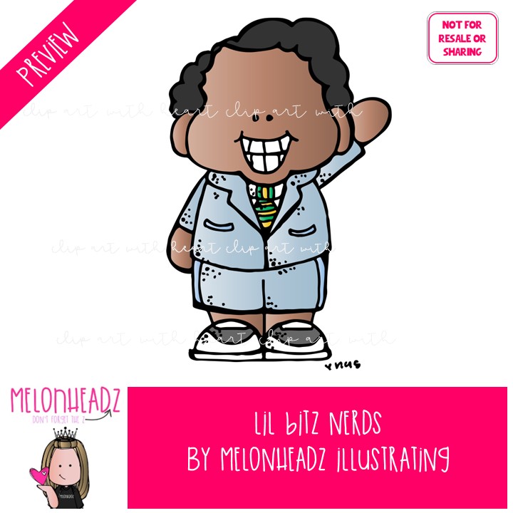 Lil Bitz clip art, Nerds, kid COLORED Version - Image 2