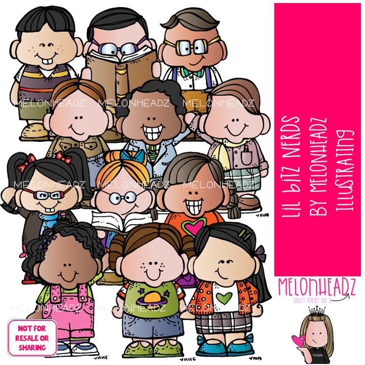 Lil Bitz clip art, Nerds, kid COLORED Version