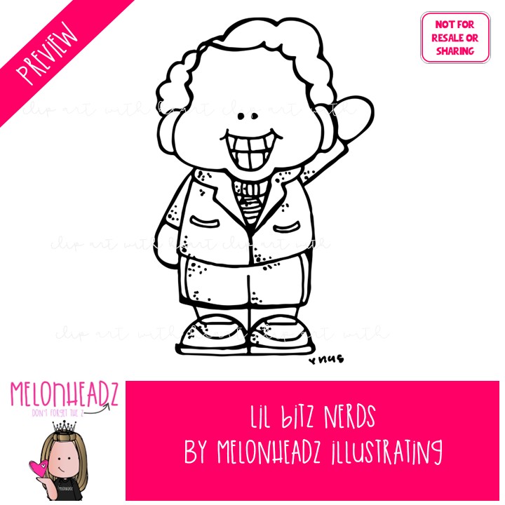 Lil Bitz clip art, Nerds, kid BLACK AND WHITE - Image 2