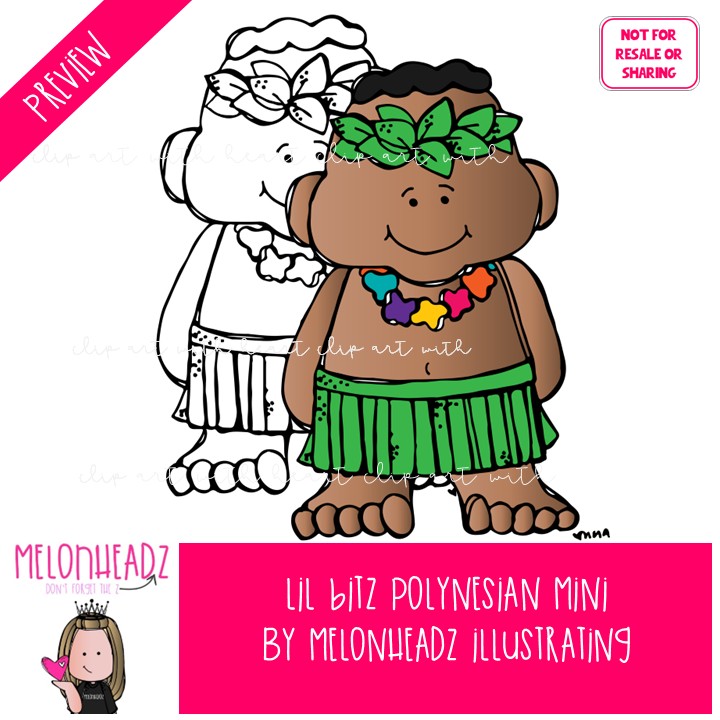 Lil Bitz clip art, Polynesian, kid Mini - Image 2