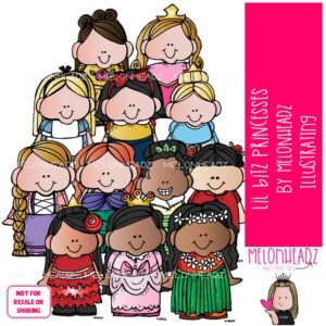 Lil Bitz clip art, Princesses COLORED Version