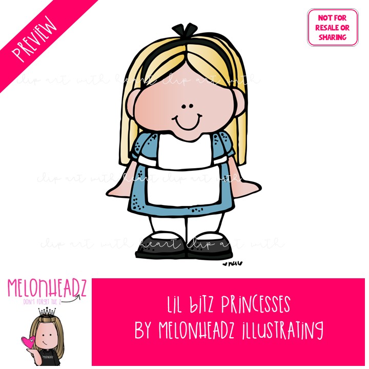 Lil Bitz clip art, Princesses COLORED Version - Image 2