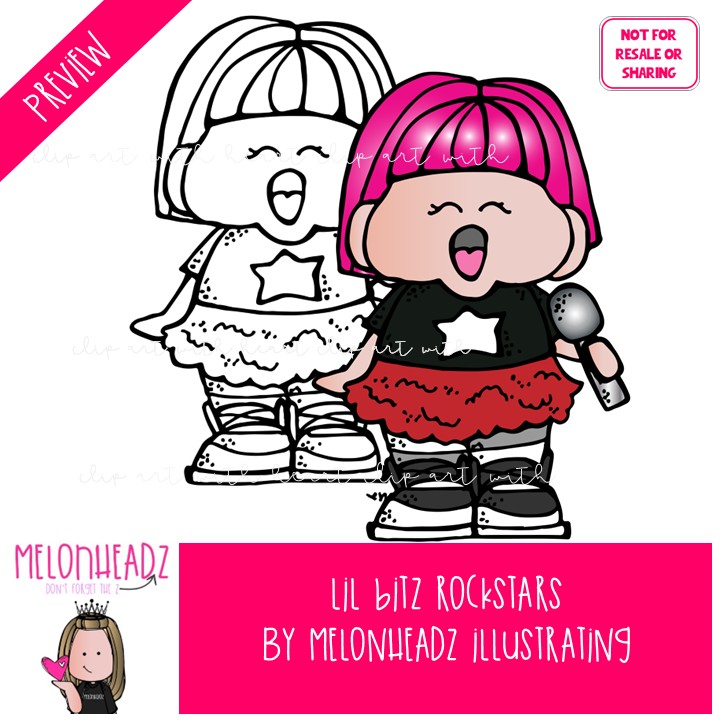 Lil Bitz Rockstars clip art, band, rock n roll COMBO PACK - Image 2